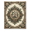 Antique Cream Rose Floral Medallion Rug
