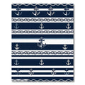 Navy Nautical Anchor Rope Striped Rug