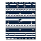 Navy Nautical Anchor Rope Striped Rug