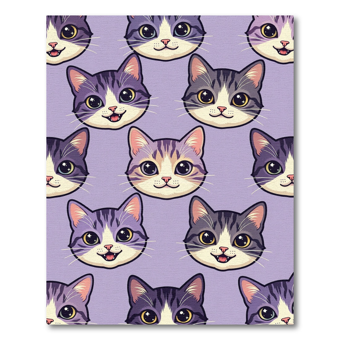 Cute Purple Cat Face Illustration Rug