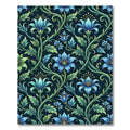 Elegant Blue Swirling Floral Botanical Rug