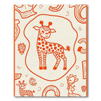 Playful Orange Giraffe Safari Scene Rug
