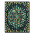 Teal and Gold Radiant Floral Mandala Rug