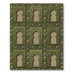 Ornate Green Arched Window Composition Rug