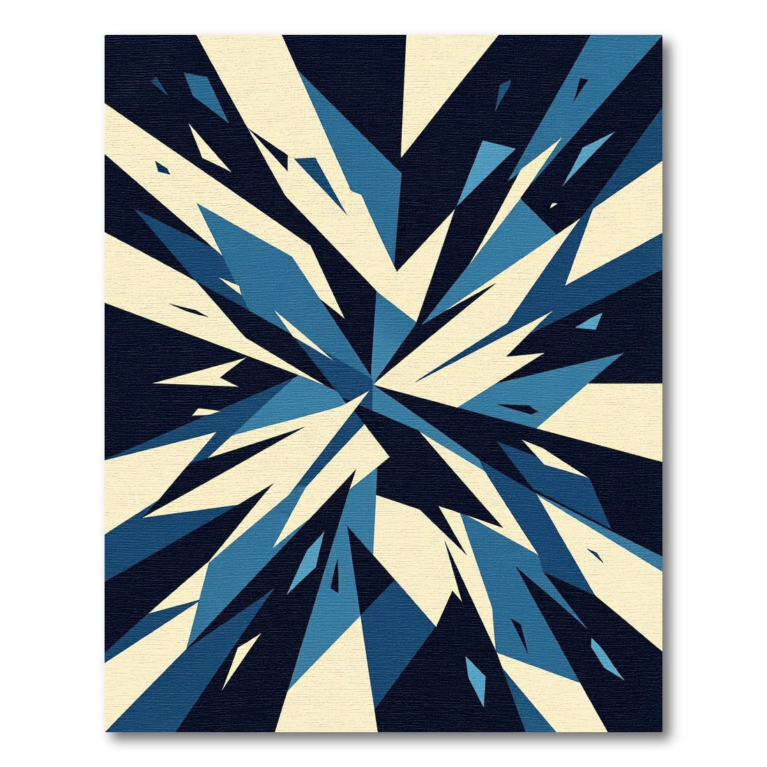Sharp Blue Cream Geometric Burst Rug