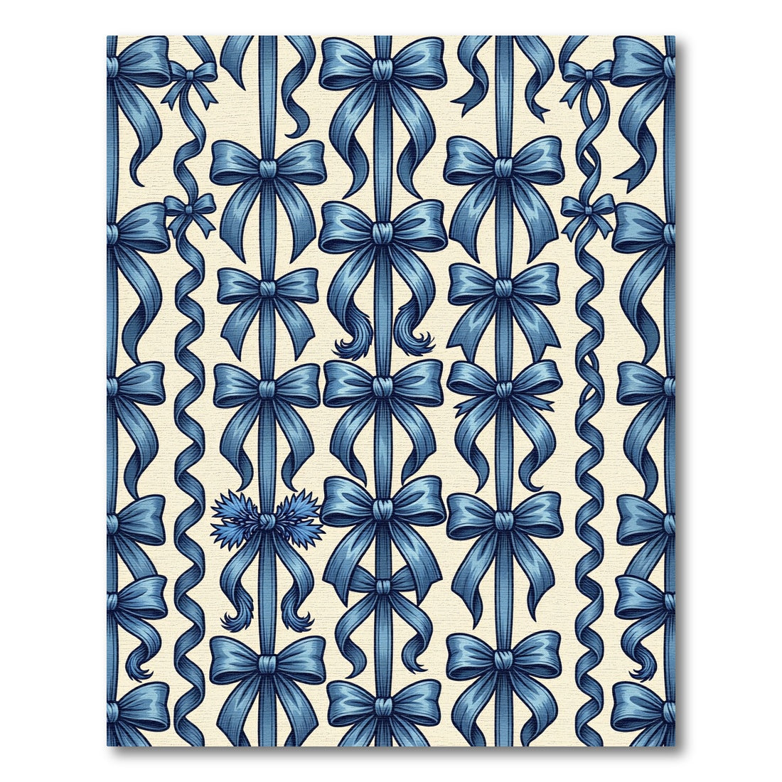 Elegant Navy Ribbon Suspended Bows Rug