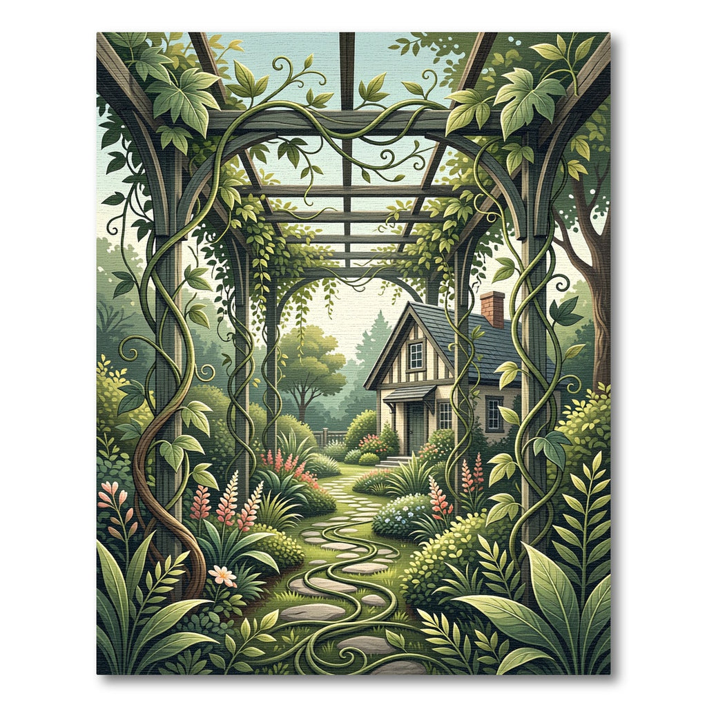Enchanted Garden Trellis Foliage Landscape Rug
