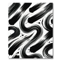 Modern Black White Abstract Brush Stroke Rug
