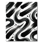 Modern Black White Abstract Brush Stroke Rug