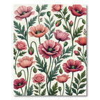 Blush Pink Poppy and Rose Garden Rug