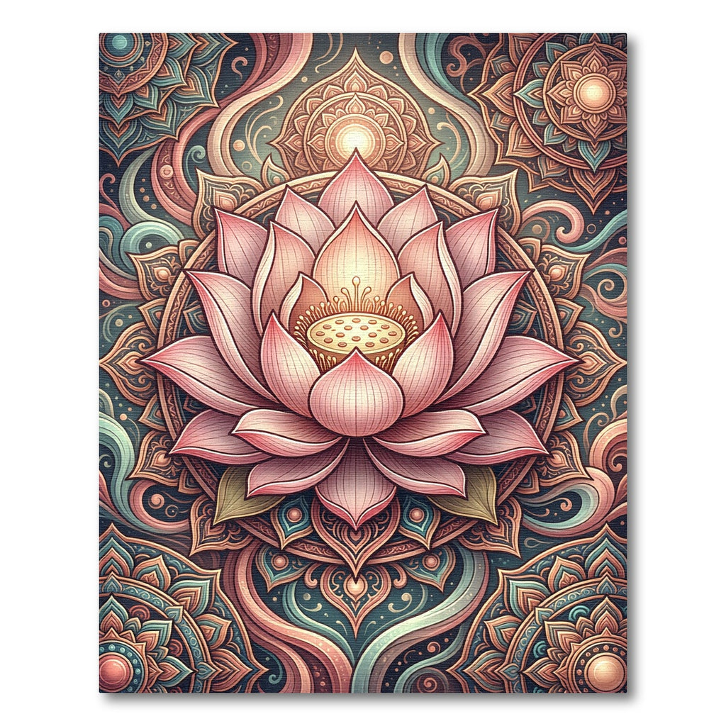 Ethereal Pink Lotus Floral Mandala Rug