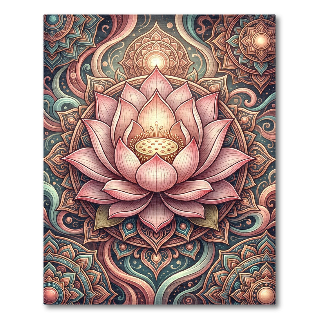 Ethereal Pink Lotus Floral Mandala Rug