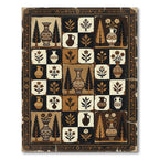Earthy Terra Cotta Botanical Village Rug