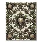 Ornate Golden Scallop Leaf Scroll Rug