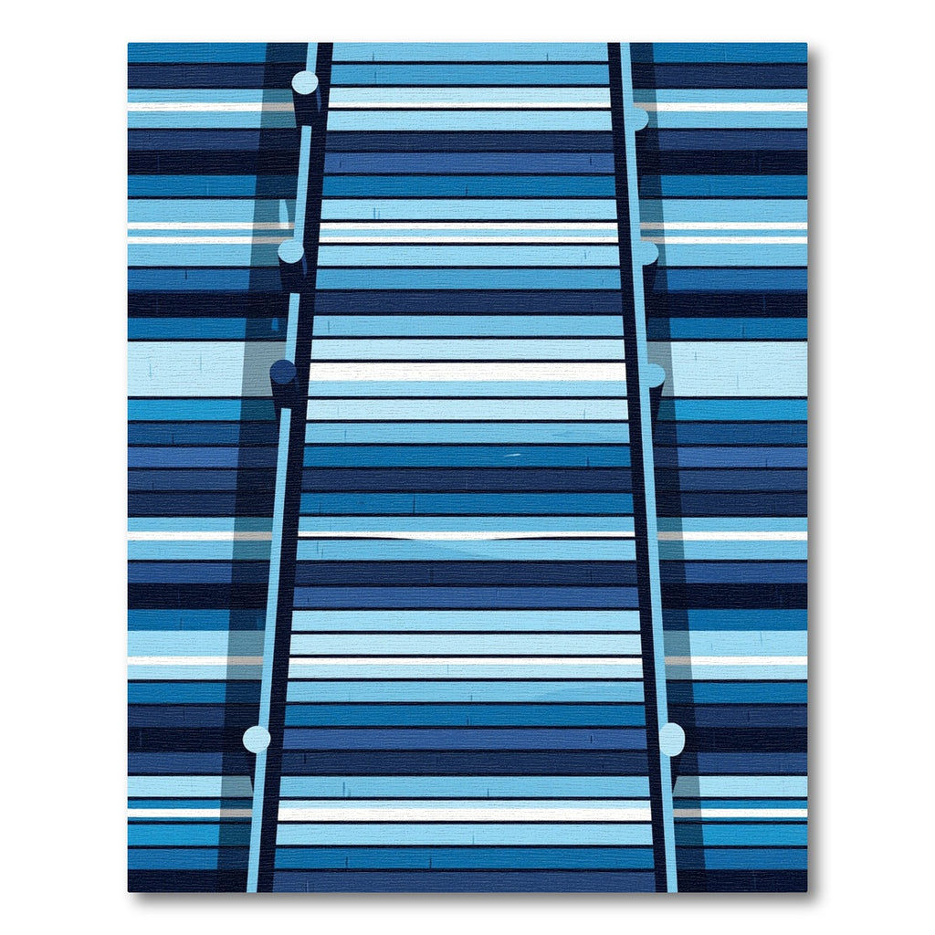 Modern Navy and Slate Striped Horizon Rug