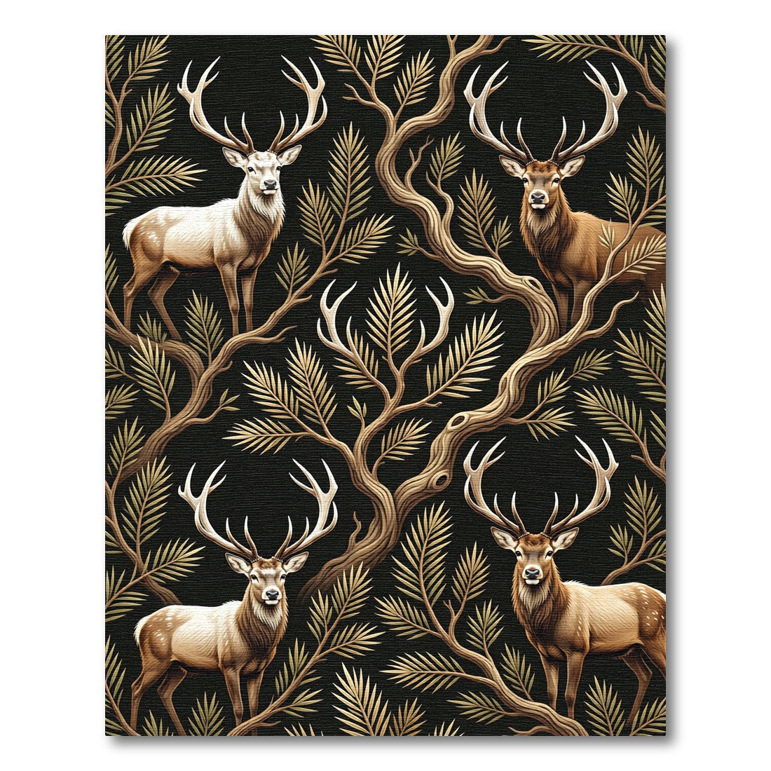 Majestic Deer Forest Botanical Radiance Rug