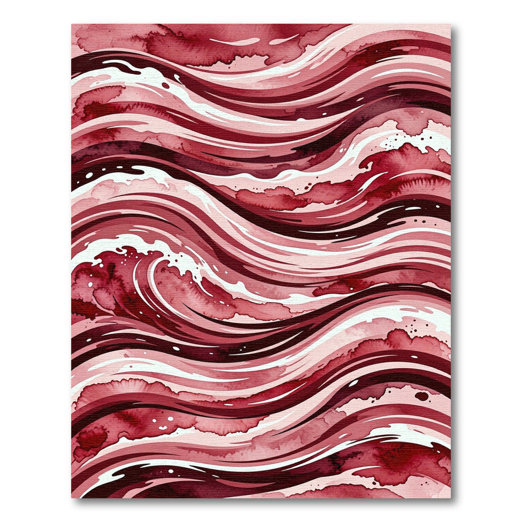 Crimson Watercolor Wave Abstract Rug