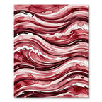 Crimson Watercolor Wave Abstract Rug