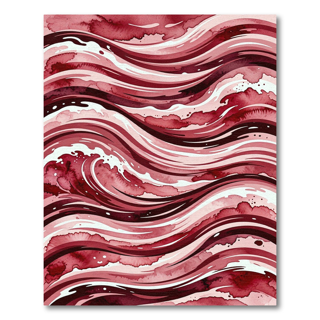 Crimson Watercolor Wave Abstract Rug
