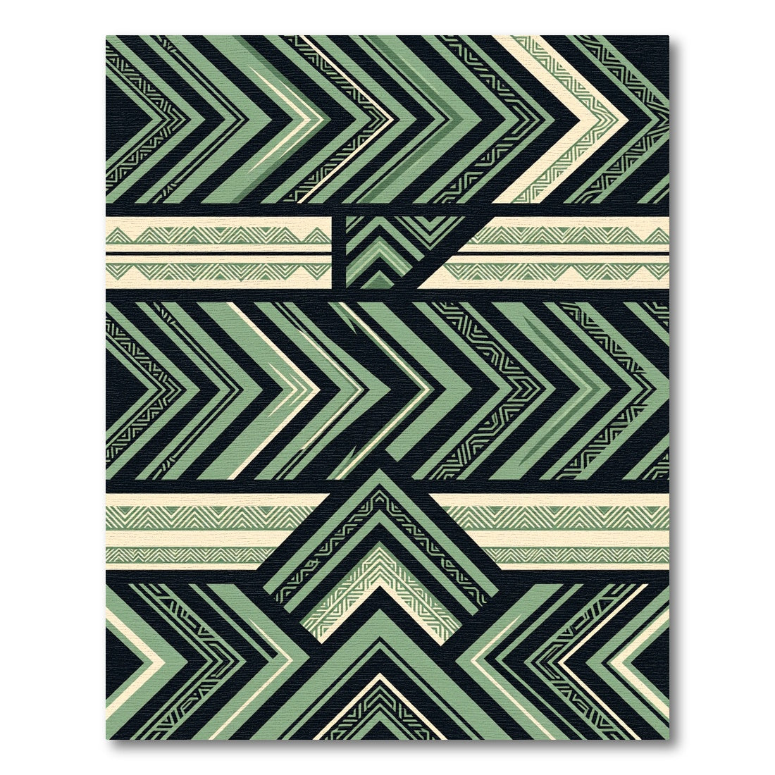 Sage Geometric Chevron Arrow Art Rug