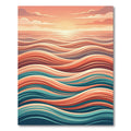 Sunset Coral Teal Wave Landscape Rug