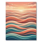 Sunset Coral Teal Wave Landscape Rug