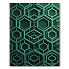Deep Emerald Geometric Hexagon Web Rug