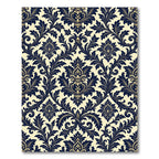 Elegant Navy Blue Damask Scroll Rug