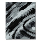 Monochromatic Abstract Ink Brush Stroke Rug