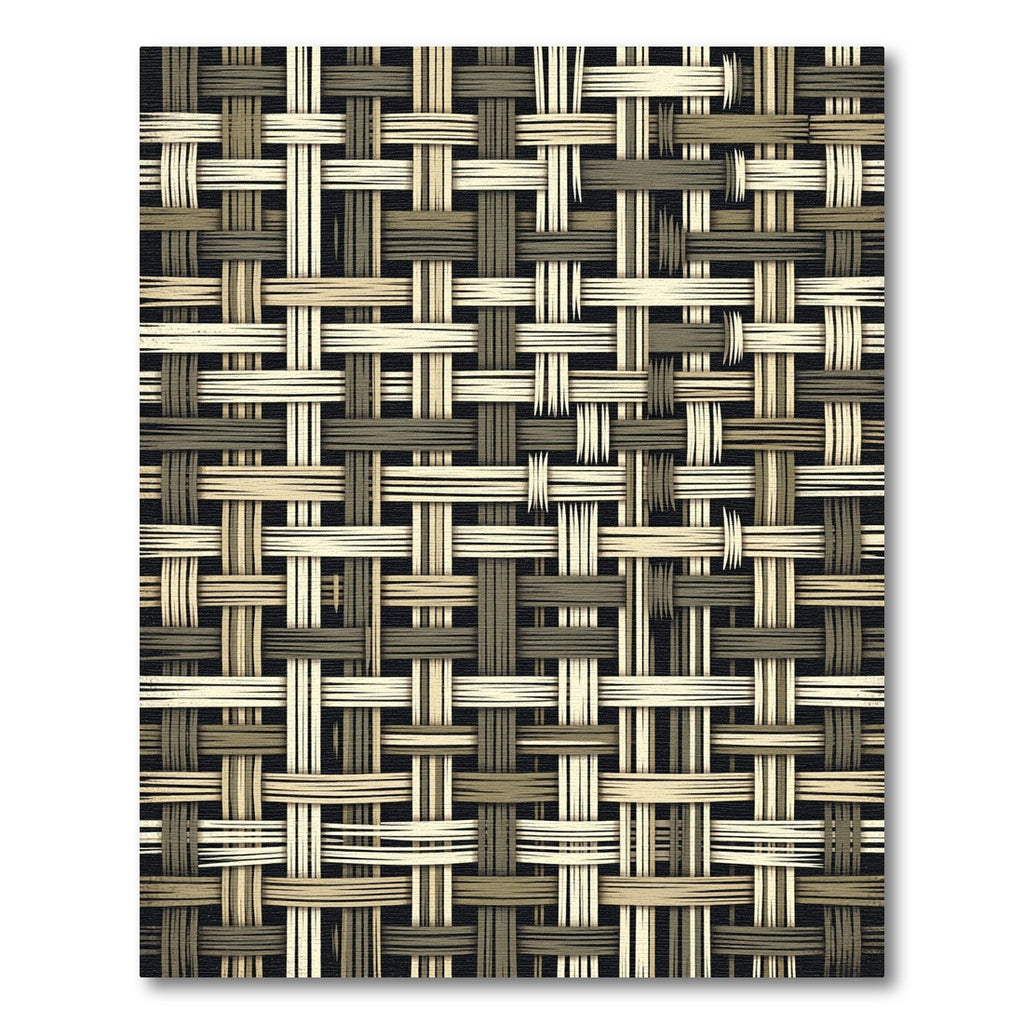 Neutral Earth Tone Woven Basket Grid Rug