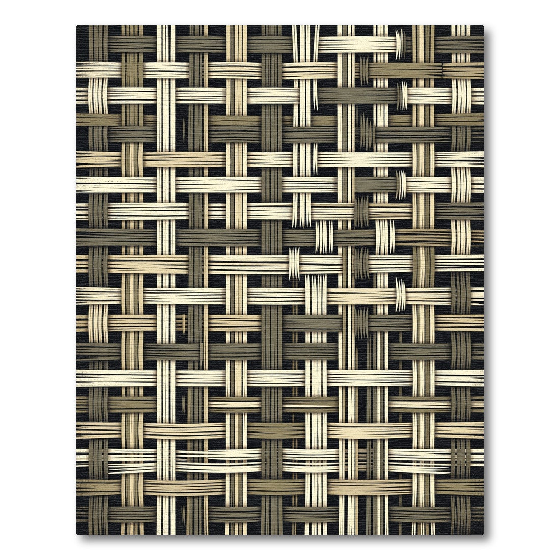 Neutral Earth Tone Woven Basket Grid Rug