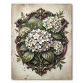 Elegent White Hydrangea Floral Frame Rug