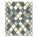 Gray Cream Diamond Interlocking Pattern Rug