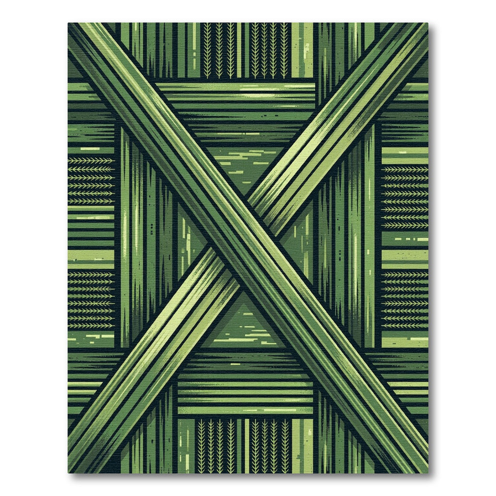 Shaded Emerald Cross Striped Geometric Rug