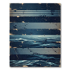Distressed Navy Blue Oceanic Striped Horizon Rug