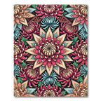 Vibrant Chintz Floral Mandala Chrysanthemum Rug
