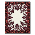Crimson Red Floral Vine Border Rug