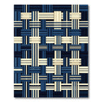 Navy Blue and Cream Geometric Woven Rug
