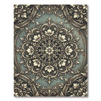 Vintage Sage Floral Medallion Crest Rug