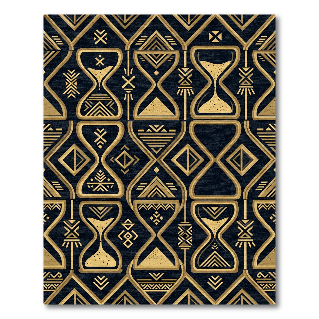 Golden Hourglass Geometric Repeat Rug