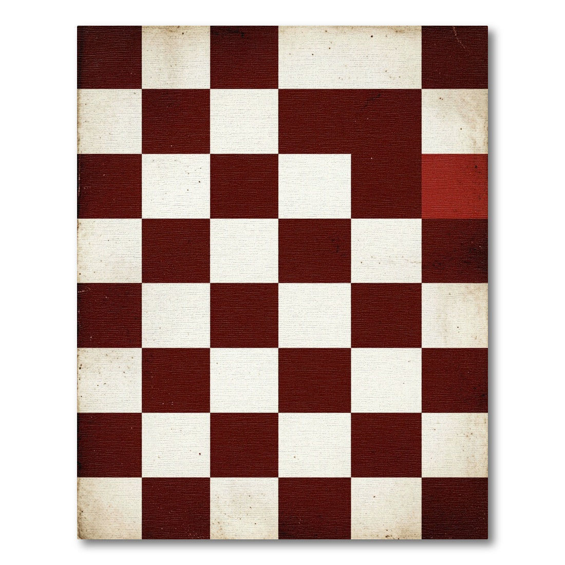 Vintage Burgundy and Cream Checkered Classic Rug