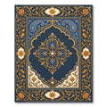 Elegant Navy Gold Floral Damask Area Rug