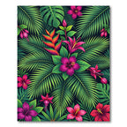 Vibrant Lush Tropical Hibiscus Foliage Rug