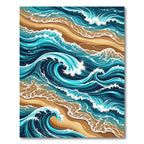Abstract Azure Ocean Waves Rug