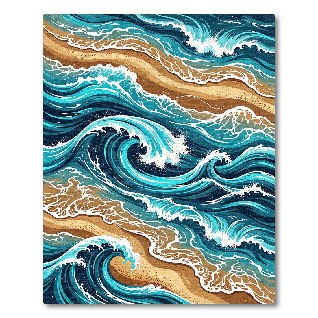 Abstract Azure Ocean Waves Rug