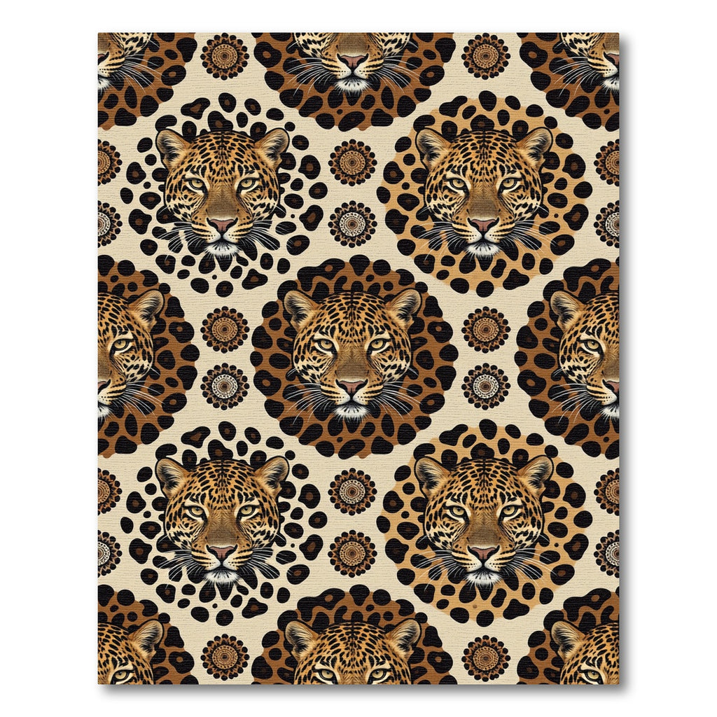 Bold Leopard Floral Roundel Tapestry Rug