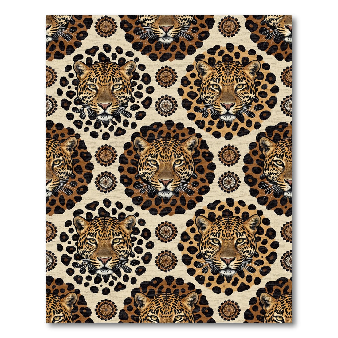 Bold Leopard Floral Roundel Tapestry Rug