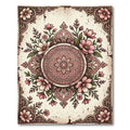 Vintage Dusty Rose Floral Medallion Rug