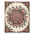 Vintage Dusty Rose Floral Medallion Rug