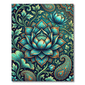 Turquoise Golden Lotus Paisley Floral Rug